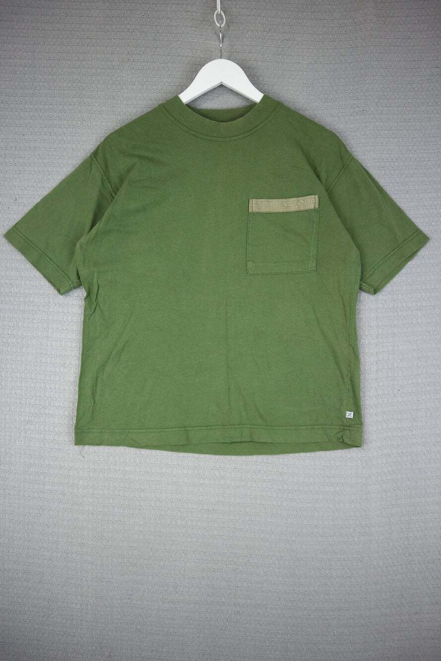 Vintage 90s Esprit Basix Olive Green Pocket T-Shirt Embroidered Logo Small